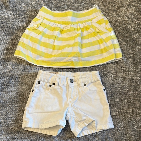 Other - Girls 3t white Ralph Lauren shorts & bimbalina yellow stripe skirt